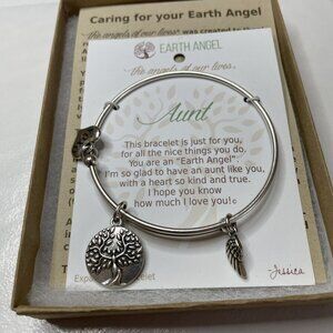 Earth Angel Charm Dangle Bracelet - AUNT New With Box & Meaning‎ Gift